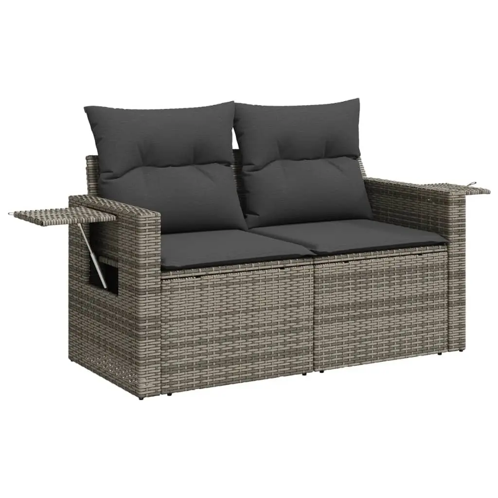 Outdoor Sectional Sofa Set 11 Piece Grey Poly Rattan Garden Furniture with