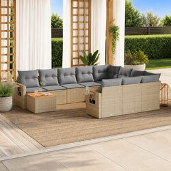 Transform Your Patio with This 11-Piece Beige Sofa Set