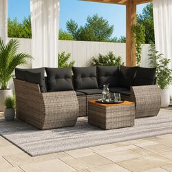 7 Piece Garden Sofa Set Grey Poly Rattan Outdoor Furniture Patio Lounge with