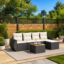 6 Piece Modular Patio Furniture Set in Black