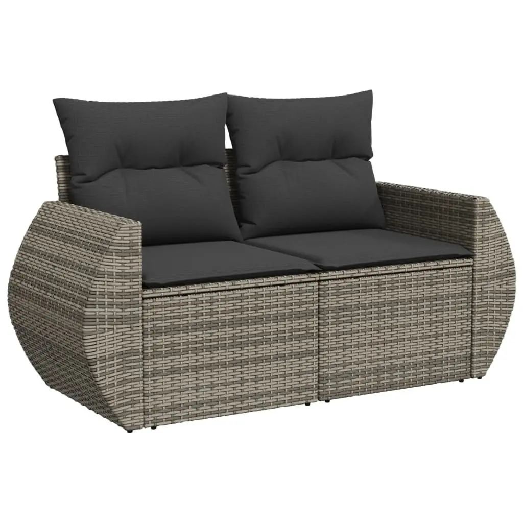 Garden Sofa Set 6 Piece Outdoor Furniture Grey Poly Rattan Cushions Patio