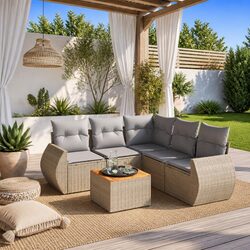 Outdoor 6 Piece Sofa Set in Beige for Relaxing Moments