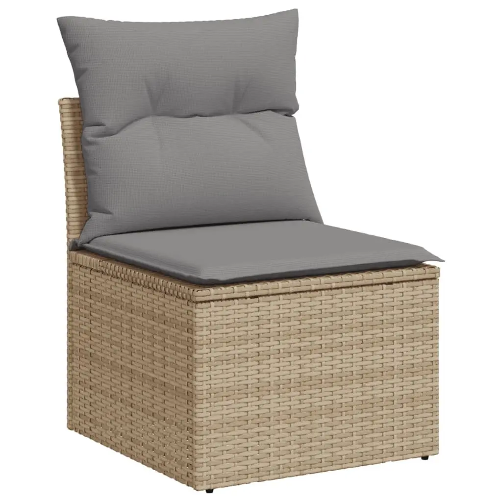 7 Piece Garden Sofa Set Outdoor Furniture Beige Poly Rattan with Cushions Patio