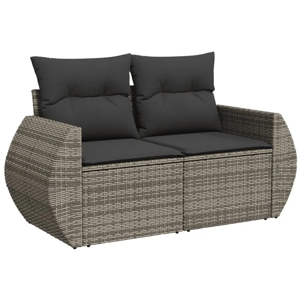 Garden Sofa Set 7 Piece Outdoor Furniture Grey Poly Rattan Modular Patio Seating