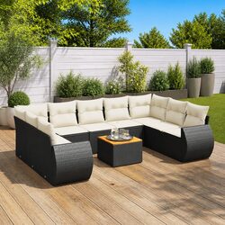 10 Piece Black Patio Sofa Set for Comfortable Gatherings