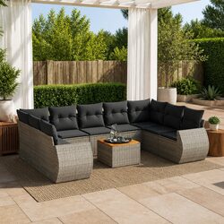 Stylish Grey Outdoor Lounge Furniture Set for 10