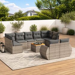 Stylish 10-Piece Grey Cushion Garden Sofa Set for Your Outdoors