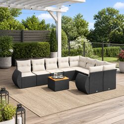 10 Piece Outdoor Sofa Set in Black with Modular Design