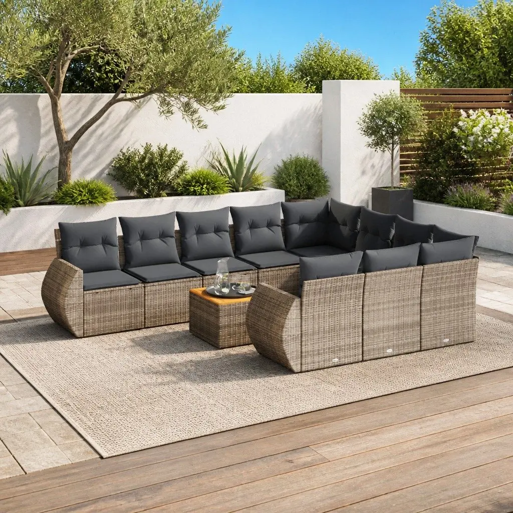 Garden Sofa Set 11 Piece Outdoor Furniture Patio Seating Grey with Cushions