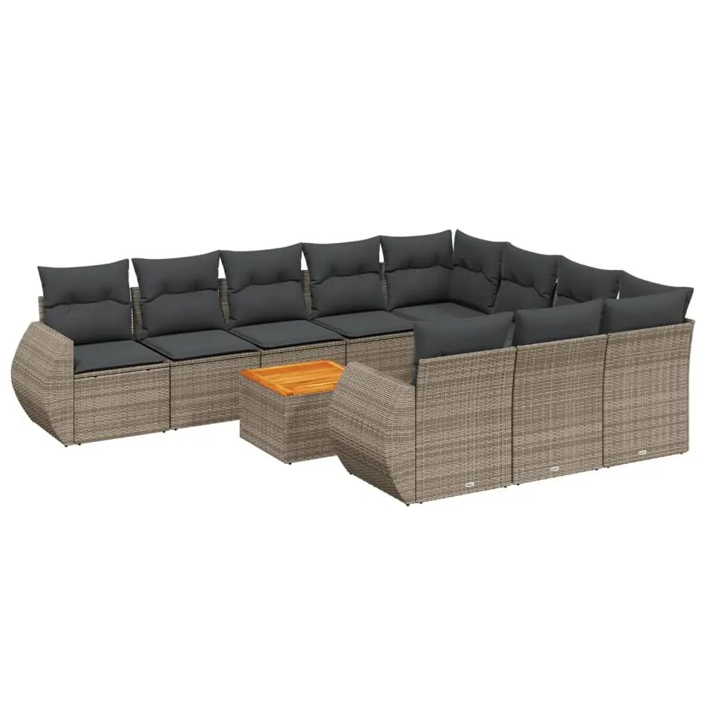 Garden Sofa Set 11 Piece Outdoor Furniture Patio Seating Grey with Cushions