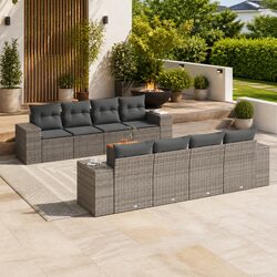Upgrade Your Outdoor Space with 9 Piece Sofa Set in Grey