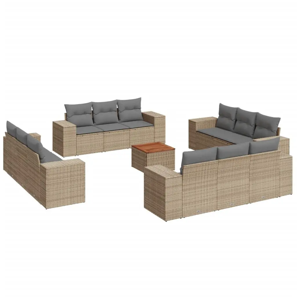 Garden Sofa Set 13 Piece Outdoor Furniture Patio Lounge Beige Cushions Modular