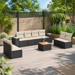 9-Piece Outdoor Patio Lounge Set in Black