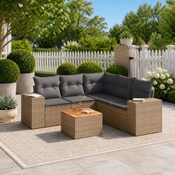 Beige Modular Garden Sofa Set for Outdoor Relaxation