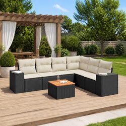 Outdoor Patio 7 Piece Garden Sofa Set in Black