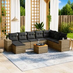 Stylish Outdoor 9-Piece Sofa Set in Grey Rattan
