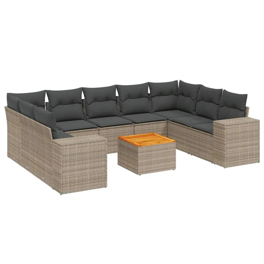 Garden Sofa Set 10 Piece Outdoor Furniture Patio Seating Grey with Cushions