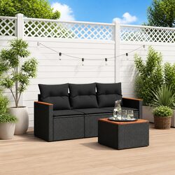 Outdoor Black Sofa Set 4 Piece for Stylish Patios