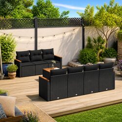 Elegant 8 Piece Black Patio Sofa for Outdoor Living