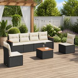 Garden Sofa Set 7 Piece Outdoor Furniture Patio Seating Black Rattan with