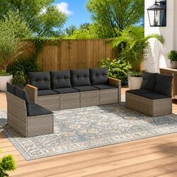 Transform Your Patio with this Stylish 8-Piece Grey Sofa Set