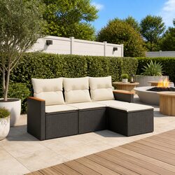 4-Piece Black Modular Sofa Set for Your Outdoor Space