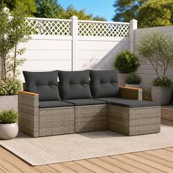 Enhance Your Outdoors with a 4-Piece Grey Sofa Set