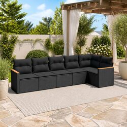 Versatile Black Rattan 6-Piece Outdoor Sofa Set