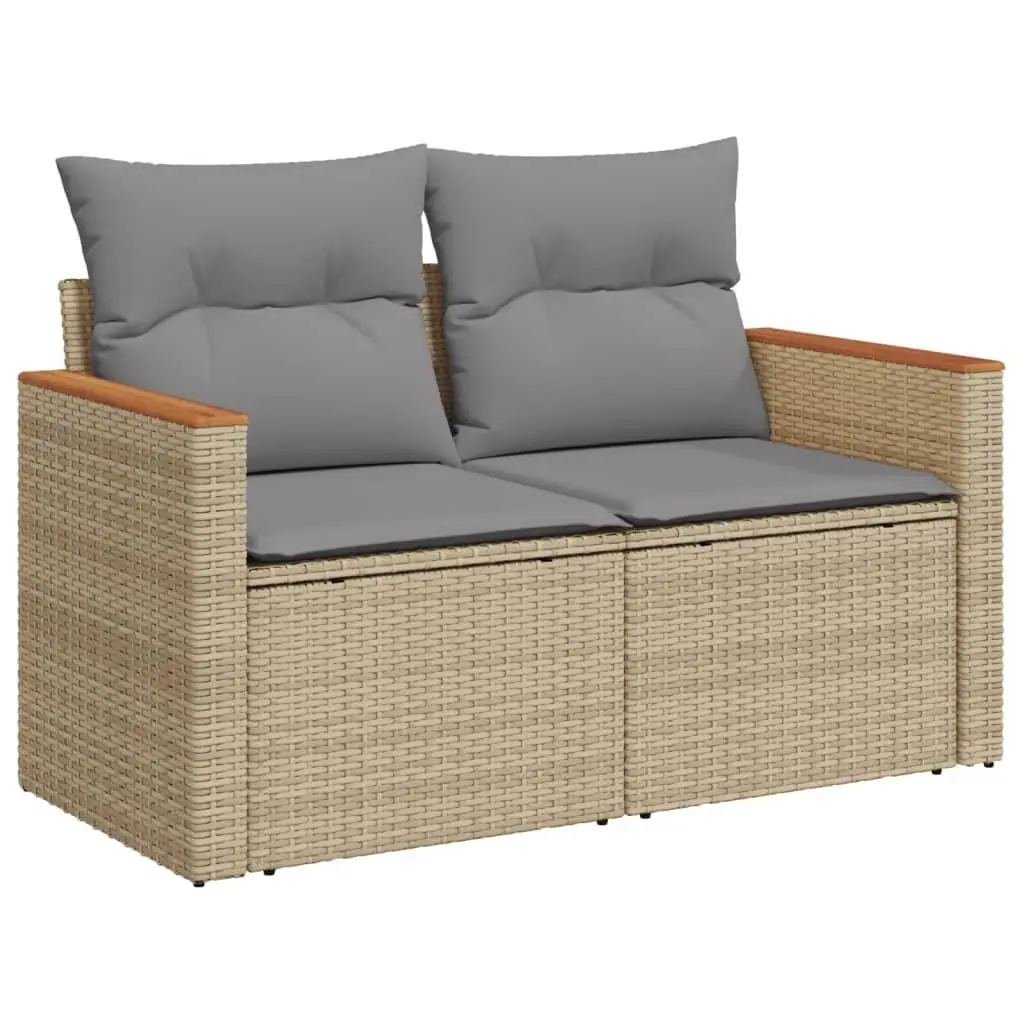 Garden Sofa Set 7 Piece Outdoor Furniture Beige Rattan Patio Sectional Modular