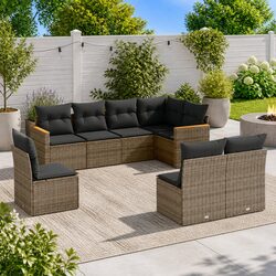 Create Your Outdoor Oasis: 8-Piece Grey Garden Sofa Set