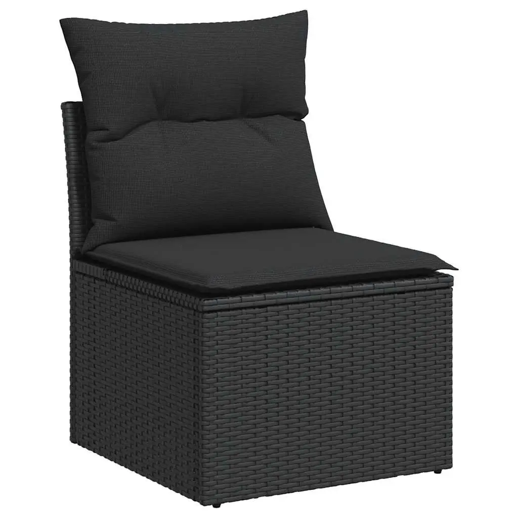 Garden Sofa Set 10 Piece Modular Outdoor Furniture Black PE Rattan Cushions