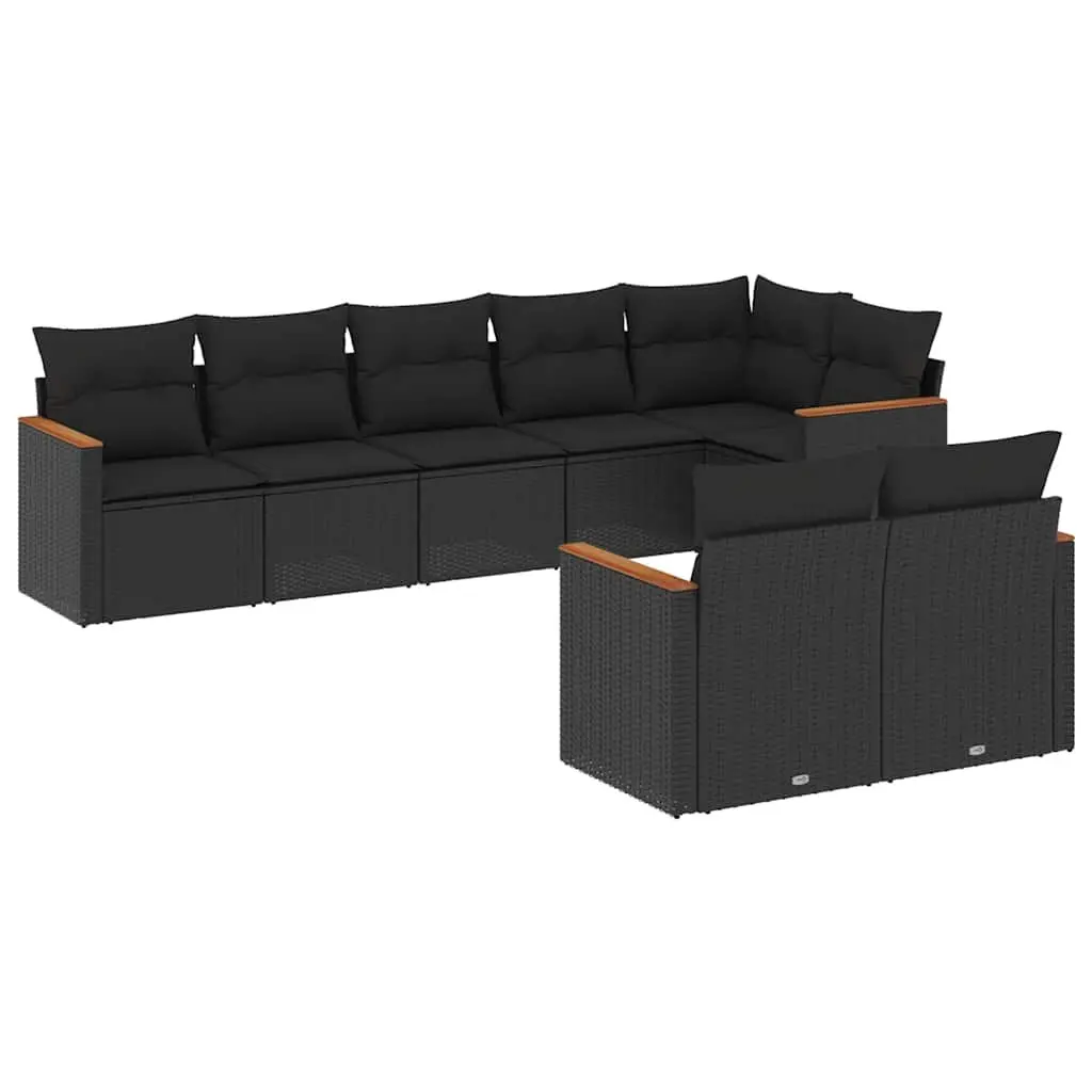 Garden Sofa Set 8 Piece Outdoor Furniture Black Modular Patio Seating with