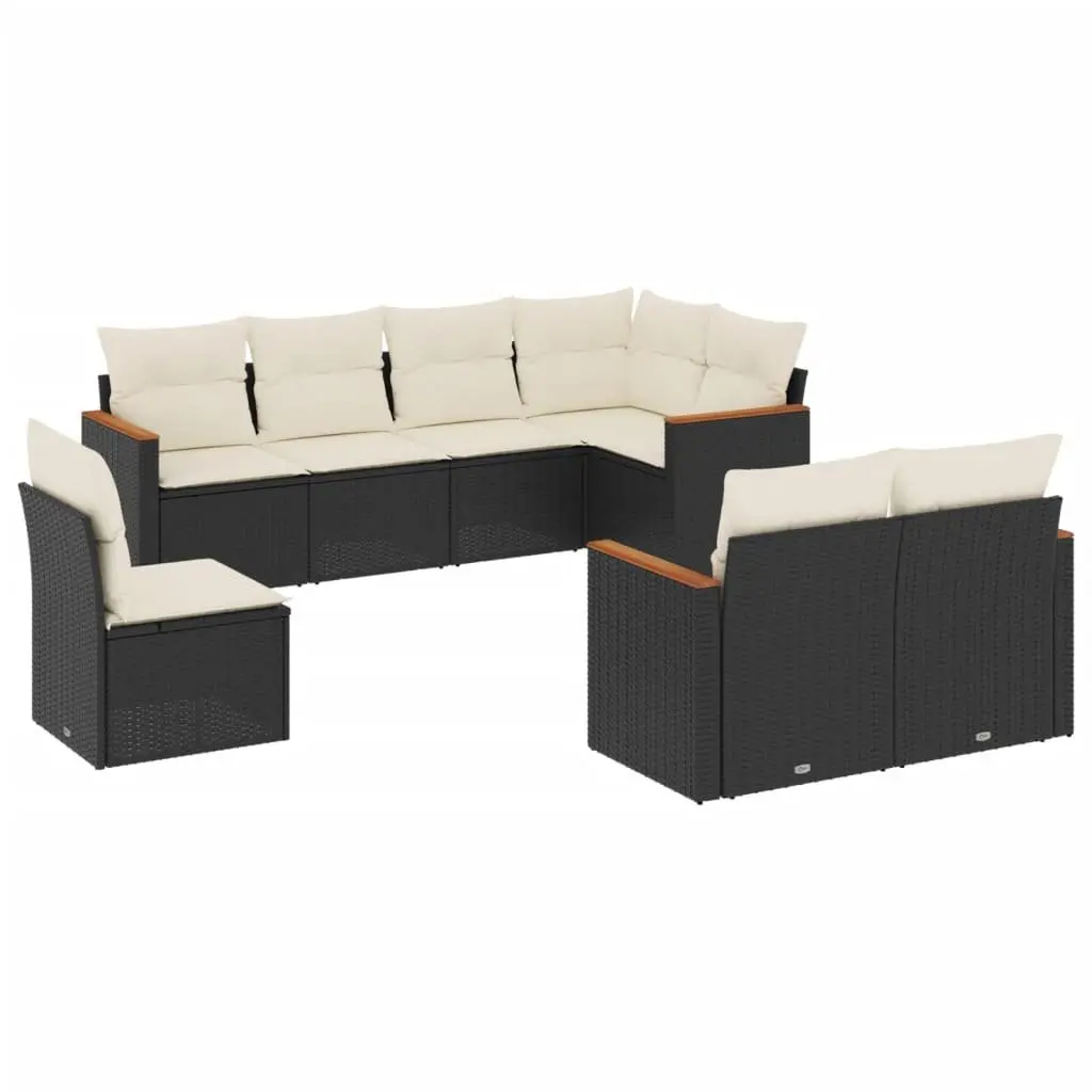 Garden Sofa Set 8 Piece Modular Outdoor Furniture Black with Cushions