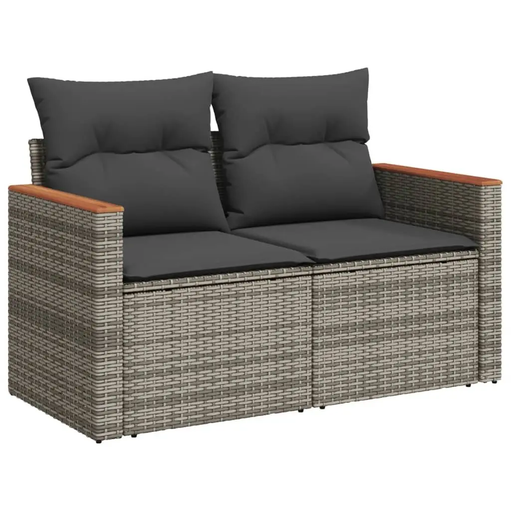 9 Piece Garden Sofa Set Grey Modular Outdoor Patio Furniture with Cushions