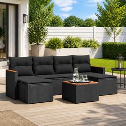 7 Piece Outdoor Patio Furniture Set in Black