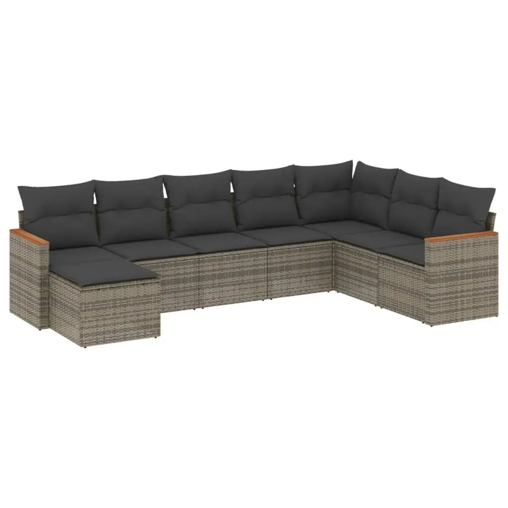 Garden Sofa Set 8 Piece Outdoor Furniture Patio Seating Grey Cushions Modular