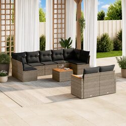 Garden Sofa Set 10 Piece Outdoor Furniture Grey Poly Rattan Modular Patio Lounge