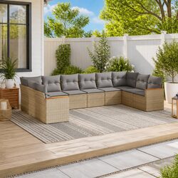 10-Piece Outdoor Sofa Set in Beige for Stylish Relaxation
