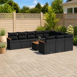 Elevate Your Patio with this 11 Piece Garden Sofa Set in Black