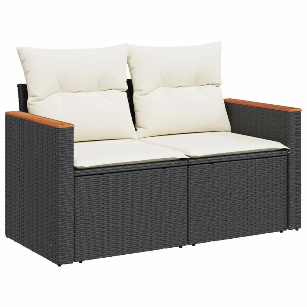 Garden Sofa Set 10 Piece Outdoor Patio Furniture Black Poly Rattan Modular