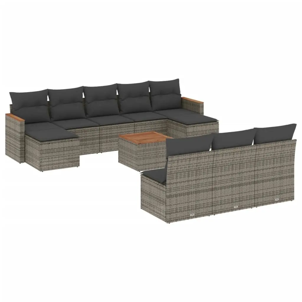 Garden Sofa Set 11 Piece Outdoor Patio Furniture Poly Rattan Grey Modular