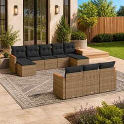 Stylish 10 Piece Outdoor Sectional Sofa Set in Grey