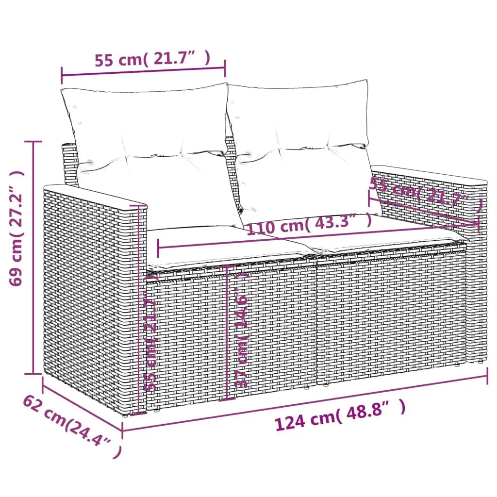 Garden Sofa Set 12 Piece Modular Outdoor Patio Furniture Beige with Cushions