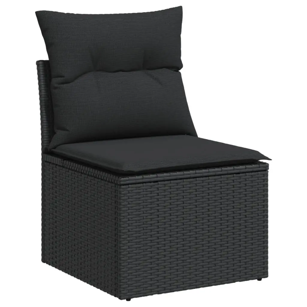 Outdoor Garden Sofa Set 13 Piece Black Poly Rattan Patio Furniture with Cushions