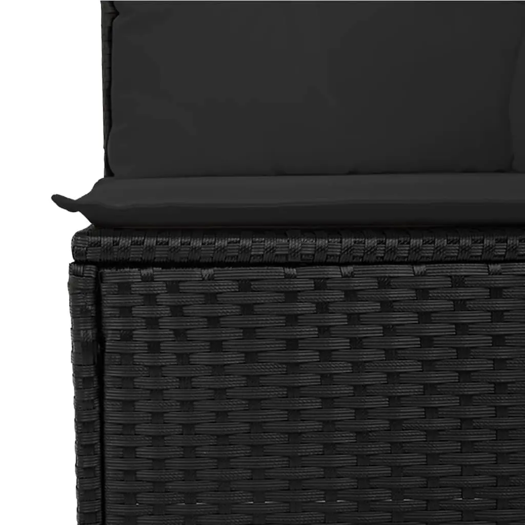 Outdoor Garden Sofa Set 13 Piece Black Poly Rattan Patio Furniture with Cushions
