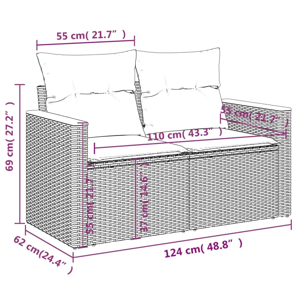 Garden Sofa Set 13 Piece Outdoor Patio Furniture Beige Poly Rattan Modular