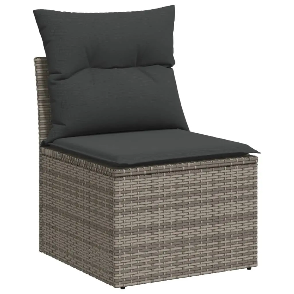 Garden Sofa Set 13 Piece Modular Outdoor Furniture Grey PE Rattan Cushions