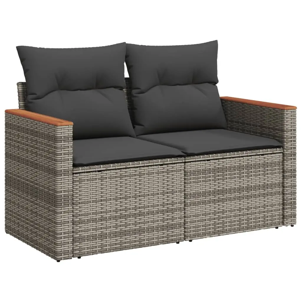 Garden Sofa Set 13 Piece Modular Outdoor Furniture Grey PE Rattan Cushions