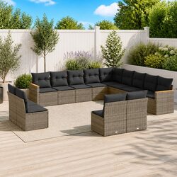 Garden Sofa Set 13 Piece Outdoor Furniture Patio Seating Grey with Cushions