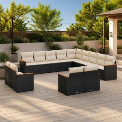 Outdoor Furniture Set - 13 Piece Black Garden Sofa